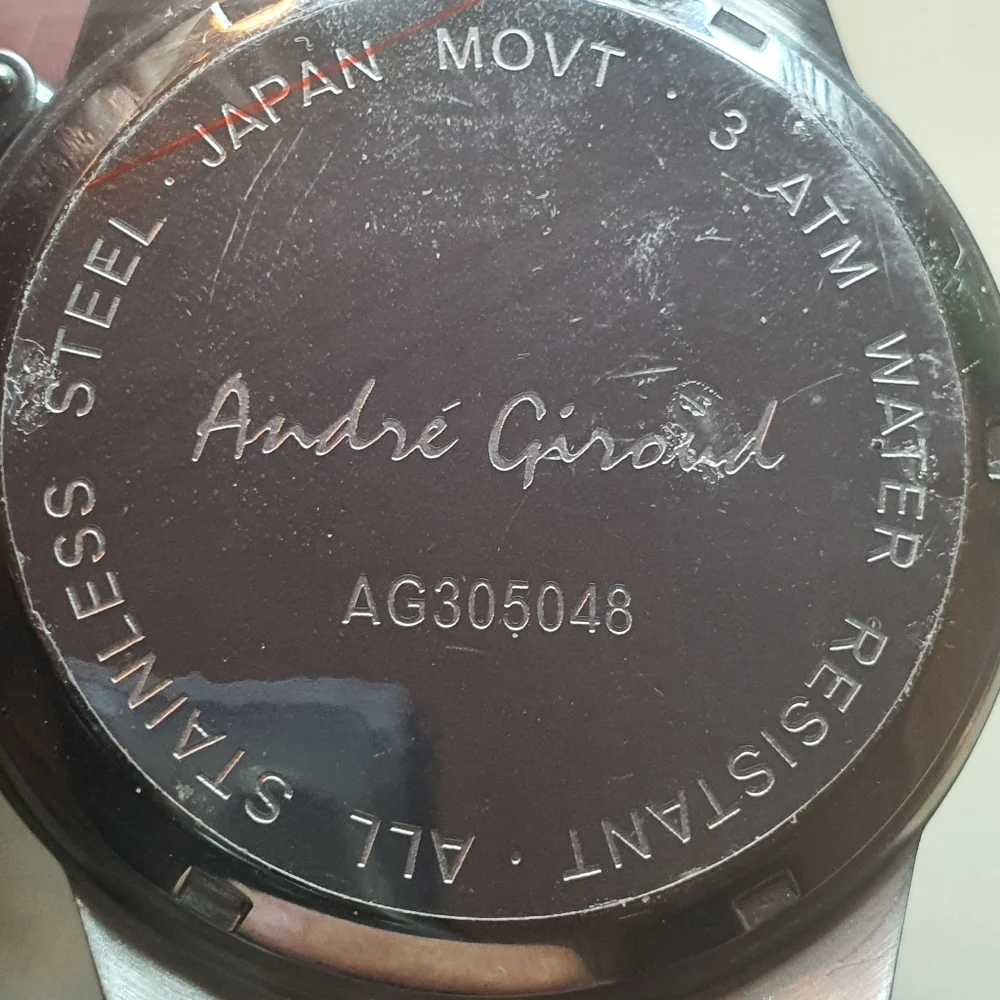 Andre Giroud AG305048 Silver/White Leather Men's Watch
